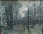 unknown artist Forest Clearing at Night oil painting